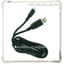 SCHWARZ USB TO MINI 5PIN Kabel USB Typ A Stecker auf Typ Mini B 5-polig männlich 1,5meter 5ft
